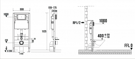 Сенсорная система инсталляции для подвесного унитаза 500х1125 (3 в 1) Terminus Ростов-на-Дону - фото 9