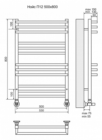 Нойс П12 500х800 Полотенцесушитель  TERMINUS Ростов-на-Дону - фото 3