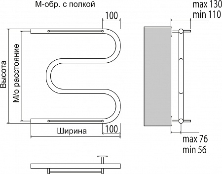 М-обр с/п AISI 32х2 500х400 Полотенцесушитель  TERMINUS Ростов-на-Дону - фото 3