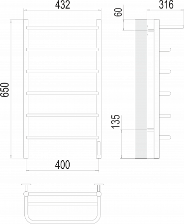 Полка П6 400х650 Электро (quick touch) Полотенцесушитель  TERMINUS Ростов-на-Дону - фото 3