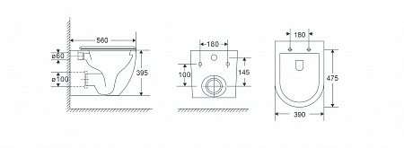 Подвесной унитаз безободковый Terminus Енисей Монолит 560х390 белый Ростов-на-Дону - фото 8