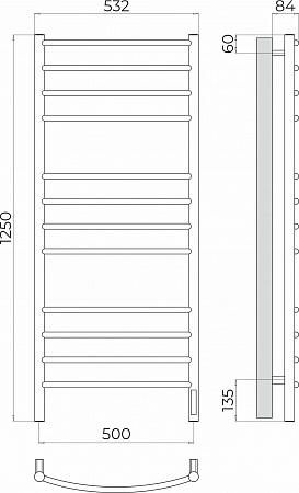 Классик П12 500х1250 Электро (quick touch) Полотенцесушитель TERMINUS Ростов-на-Дону - фото 3