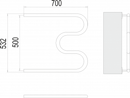 М-обр AISI 32х2 500х700 Полотенцесушитель  TERMINUS Ростов-на-Дону - фото 3