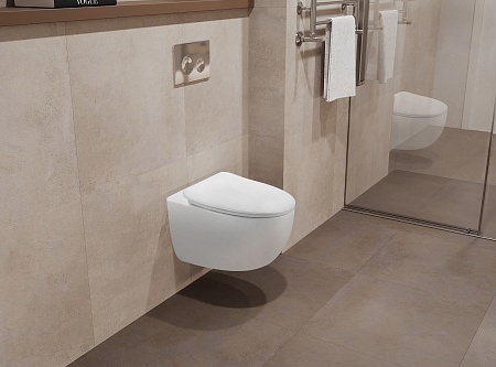 Подвесной унитаз безободковый Terminus Енисей Монолит 560х390 белый Ростов-на-Дону - фото 1