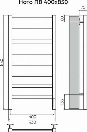 Ното П8 400х850 Электро (quick touch) Полотенцесушитель TERMINUS Ростов-на-Дону - фото 3