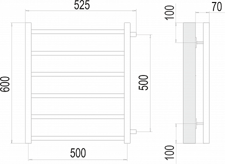 Вега П6 500х600 бп500 Полотенцесушитель  TERMINUS Ростов-на-Дону - фото 3