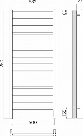 Аврора П12 500х1250 Электро (quick touch) Полотенцесушитель TERMINUS Ростов-на-Дону - фото 3