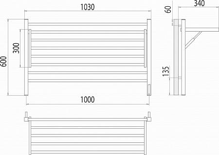 Горизонт П8 1000х600 электро КС ЧЕРНЫЙ МУАР (sensor quick touch) Полотенцесушитель TERMINUS Ростов-на-Дону - фото 5